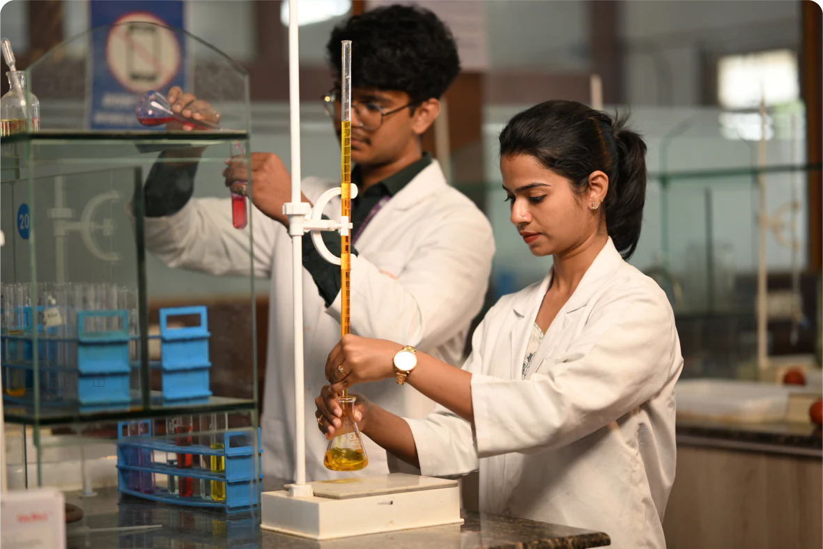 Students conducting an experiment in the lab